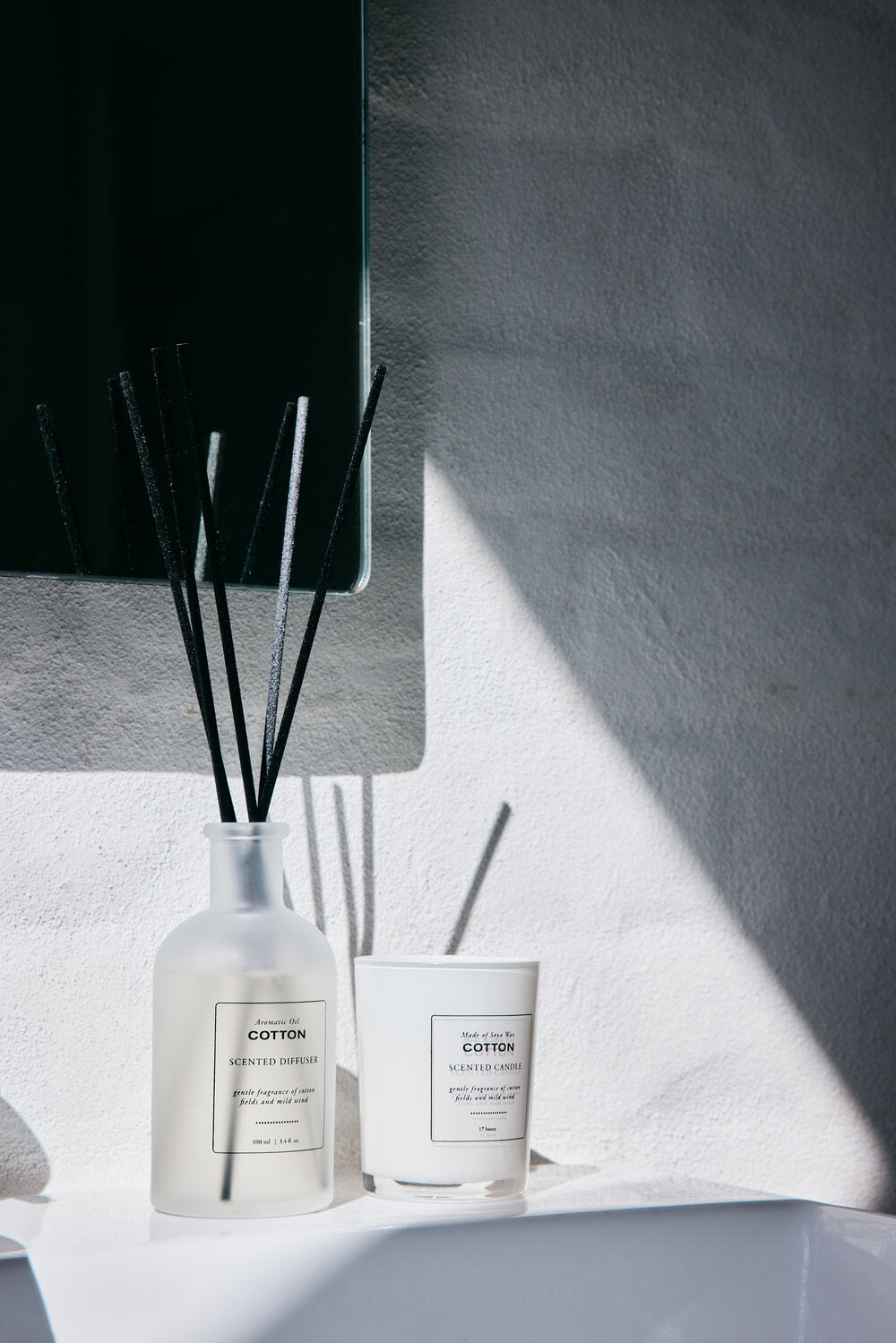 Lys og duftpinde sæt - hvid